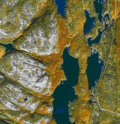 Geodatasenteret i Arendal har produsert satellittbildekart som dekker begge Agderfylkene og deler av Telemark.